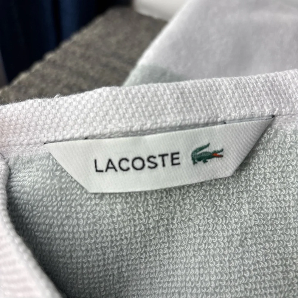 Lacoste White Bath Towel with Green Logo